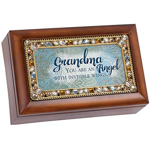 Cottage Garden Grandma an Angel with Invisible Wings Woodgrain Jewelry Music Box Plays Friend in Jesus