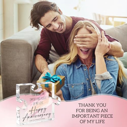 Happy Anniversary Puzzle Piece Gift for Wife Husband - Aniversario Decor