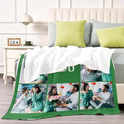 D-Story Custom Blanket with Photos Text Personalized Blankets and Throws Customized Fleece Picture Blanket for Adult Kid Funny Birthday Gifts for Couple Wife Husband Family 10 Photos - color: B1-10 Photos