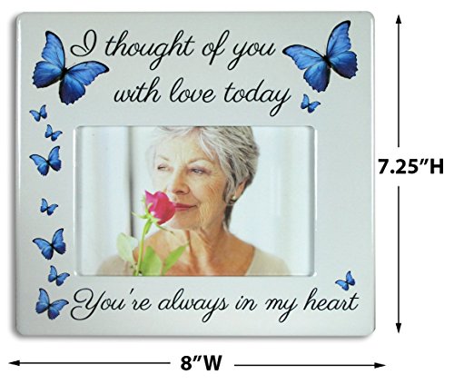 Memorial Picture Frame - I Thought of You with Love Today - Beautiful Tribute to The Loss of a Loved One - Butterfly Gifts - Sympathy - Measures 8"W x 7.25"H - Holds a 4" x 6" Photo (Pack of 2) - size: Not Customized (Pack of 2)