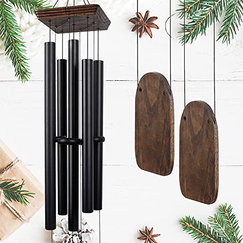 48" Large Wind Chimes for Outside Deep Tone, Wood Wind Chimes Outdoor Clearance, Memorial Gifts for Mother's Day and Christmas, Outdoor Decor for Garden, Patio, Yard(Big Wind Chime, Black) - size: 48in