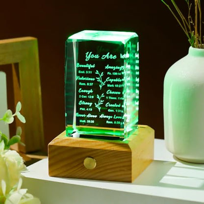 Ornalrist Christian Gifts for Women Crystal with Wood Night Light - color: Christian Gifts-You Are