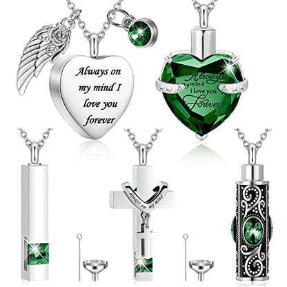 Fumete 5 Pcs Urn Necklaces for Ashes Cremation Keepsake - color: Green