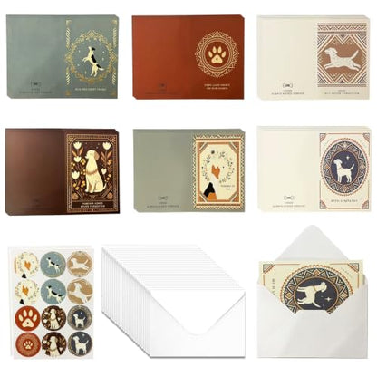 24 Pack Pet Sympathy Cards Bulk with Envelopes and Stickers - color: Dog
