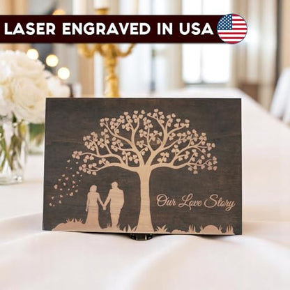 Anniversary & Wedding Gift for Couples, Engraved Our Love Story Memory Box - size: Medium, style: Wedding