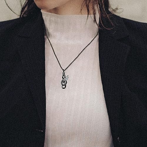 GMXLin Music Note Cremation Urn Necklace for Ashes Locket Hold Ashes Keepsake Memorial Pendant for Men Women - color: Black