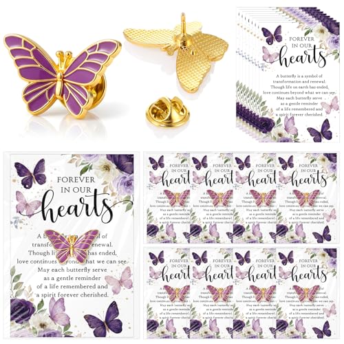 Liliaafar 25 Sets Funeral Favors for Guest Bulk Memorial Butterfly Pins Brooches Celebration of Life Decoration Memorial Gift - color: Purple