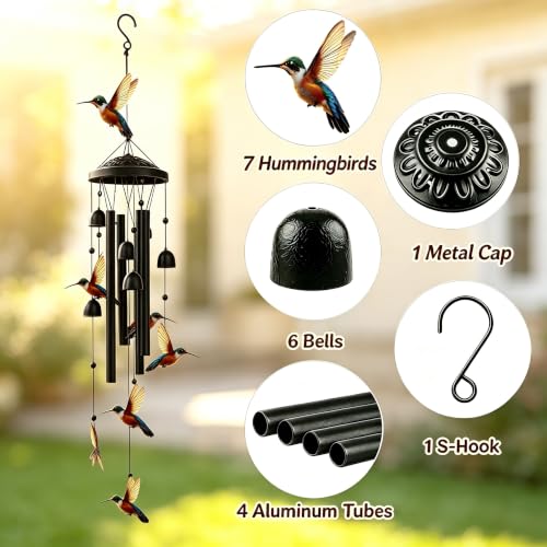 Wind Chimes for Outside, Hummingbird Garden Windchimes Memorial Windchimes - color: Hummingbird Wind Chimes