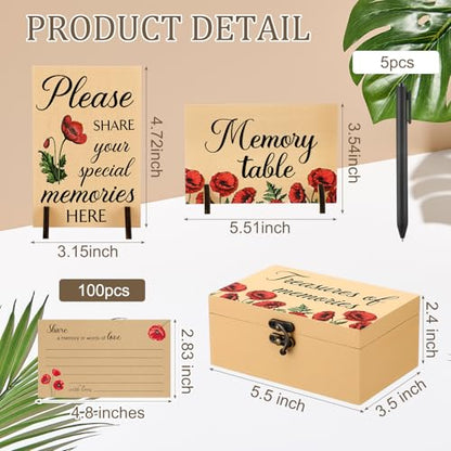Gilprop 112 Pcs Share a Memory Cards for Celebration of Life, Poppy - style: Poppy
