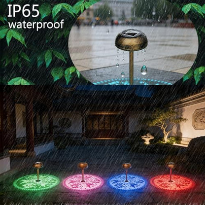 Upgraded 2 Pack 3-in-1 Solar Pathway Lights: RGB & Warm White Color Changing Garden Lights, Waterproof Outdoor Lighting for Garden, Yard, Path, Cemetery Grave