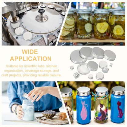 PATIKIL 28mm Metal Round Screw Lids, 36 Pcs Aluminum Mason Jar Lids Screw Top Caps for Lab Home Storage Jars Gallon Jugs Glass Snack Containers Liquid Storage, Silver Tone - size: 28mm