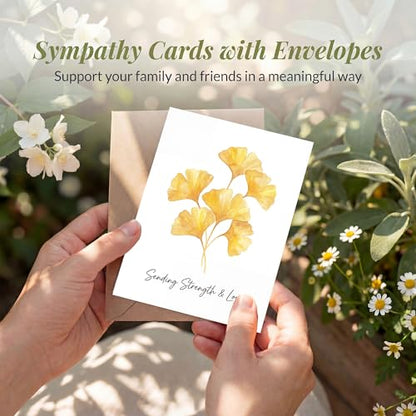 Sympathy Card, Watercolor Ginkgo Leaf Get Well - color: Sympathy Card 006