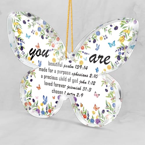 Christian Butterfly Acrylic Pendant, Suitable for Teachers, Colleagues, Ladies' Desktop Decoration Ornaments, Desk Decoration Accessories, Suitable for Female Friends' Office Thank You Gifts - color: Chosen