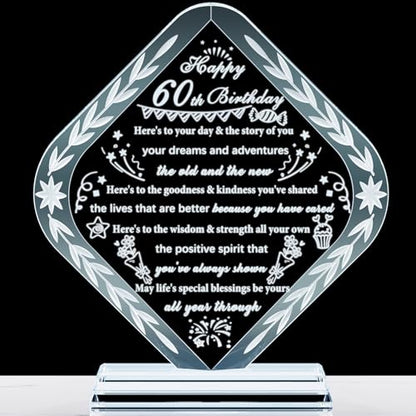 YWHL 60th Birthday Gifts for Men Women Crystal 60th Bday Decorations Best 60 Year Old Birthday Gift Ideas for Mom Grandma Wife Dad Born in 1965 - style: 60th Birthday Gifts