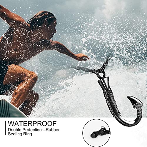 abooxiu Fishing Heart Hook Urn Necklace for Ashes Fish Heart Hook Stainless Steel Cremation Jewelry - Black - color: Black, style: Non-engraving