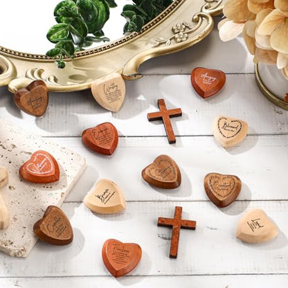 Christian Gifts Bulk Wooden Hearts, Natural‌,Brown,Dark Brown, 72 Pcs - color: Natural‌,brown,dark Brown