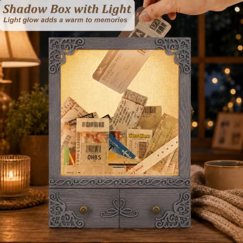 11x16 Pet Memorial Shadow Box Frame with Shelves, Grey - color: Classic Grey