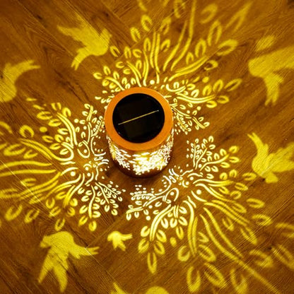 Solar Lantern Outdoor, Tree of Life Decorative Hanging Lantern | 13.4", Metal, IP65 Waterproof, Larger Solar Panel, 2000mAh Battery, Dusk to Dawn, Garden, Patio Decor, Housewarming Gifts - style: Tree of Life