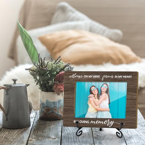 Wooden Photo Frame Sympathy Bereavement Gifts for Loss of a Loved One, Wooden Photo Frame with Iron Stand for Tabletop Desktop Display, Memorial Condolences Remembrance (4x6" Horizontal Photo) - 25