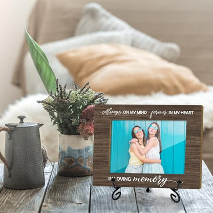 Wooden Photo Frame Sympathy Bereavement Gifts for Loss of a Loved One, Wooden Photo Frame with Iron Stand for Tabletop Desktop Display, Memorial Condolences Remembrance (4x6" Horizontal Photo) - 25