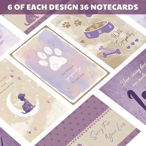 Geyoga 36 Set Pet Sympathy Card with Envelope Bulk, Retro Purple - color: Retro Purple