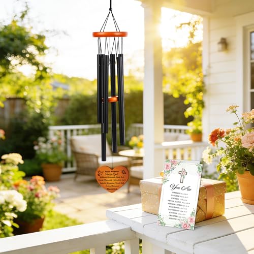 Christian Gifts for Women, 25.5" Wind Chimes with Bible Verses, Religious Inspirational Gifts for Women Mom Sister Friend, Spiritual Faith Based Gift for Birthday Baptism - color: Christian/Black