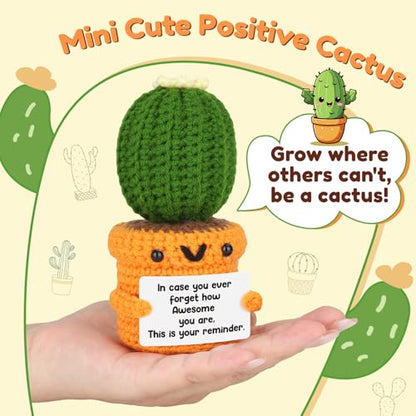 Agantree art Cactus Decor Positive Inspirational Thinking of You Crochet Cactus Positive Inspirational Gifts for Women Birthday Gifts for Coworker Handmade Crochet Christmas - style: Awesome