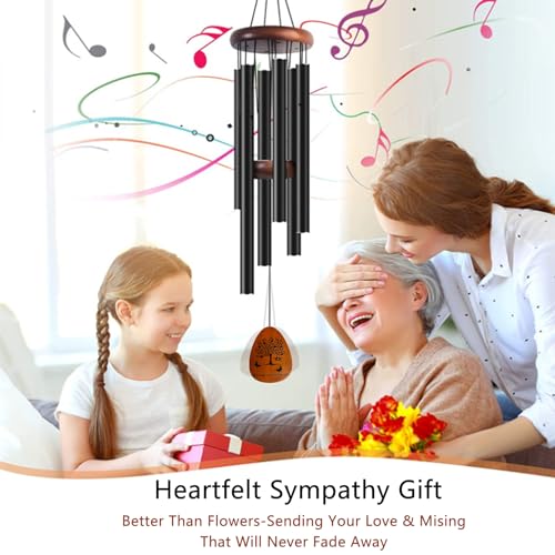 Sympathy Wind Chimes - Deep Tone Memorial Gift for Loss of Loved Ones, Mom, Dad, Husband, Wife, Grandma, Grandfather. Ideal for Outdoor, Garden, Patio, Yard & Home Decor (25.5 Inch)