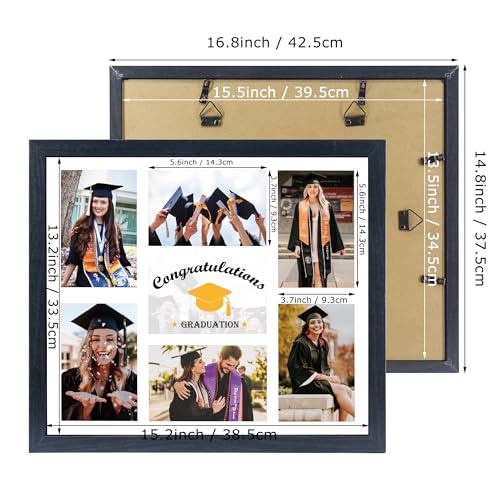 GMFrames Graduation Picture Frame Collage with 7 Openings Multi 4X6 Photo Frame with Wall Hanging for Keepsake Gifts Black - color: Black 4*6(7) Frame with White Mat
