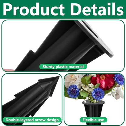 4 Pcs Memorial Artificial Flower Holder, Patio Garden Floral Ground Spikes - color: Black
