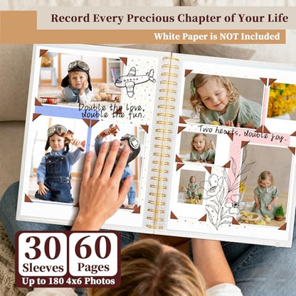 8.5x11 in Scrapbook Photo Album with Window, 30 Sleeves Beige - color: Beige, size: 8.5"X11" 30Sheets