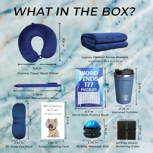 Get Well Gifts for Men After Surgery, Care Package Thinking of You Gifts | 9 PCS Cancer Support Gifts for Men, Feel Better Gift Basket with Flannel Blanket, Word Search Book, Comfort Gifts for Dad