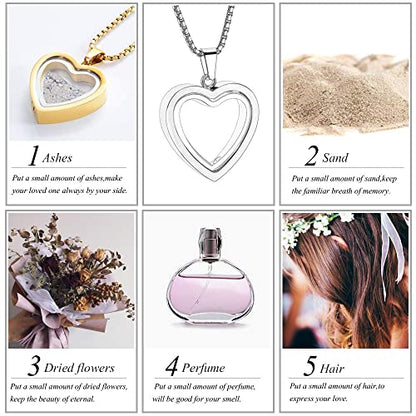 zeqingjw Glass Cremation Jewelry Necklace for Ashes Heart Memorial Lockets for Ashes Stainless Steel Keepsake Urn Ashes Pendants - color: Gold