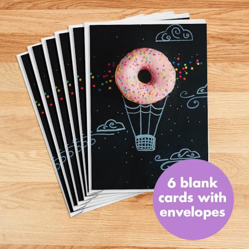 Designer Greetings For Your Words, Blank Cards 6 Pack - color: Donut Hot Air Balloon
