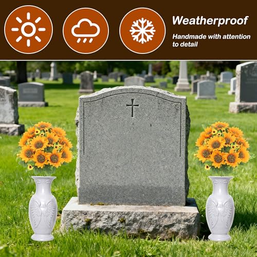 Cemetery Vase for Grave Decorations Grave Vase with Metal Spike Resin Vases for Cemetery Decorations (1)