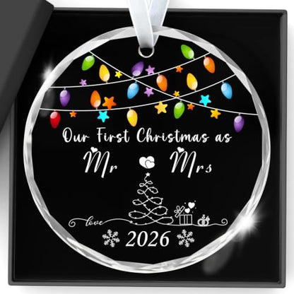 Christmas Ornaments Our First Christmas Married Ornaments 2026 - color: 2025 Mr Mrs-color Light