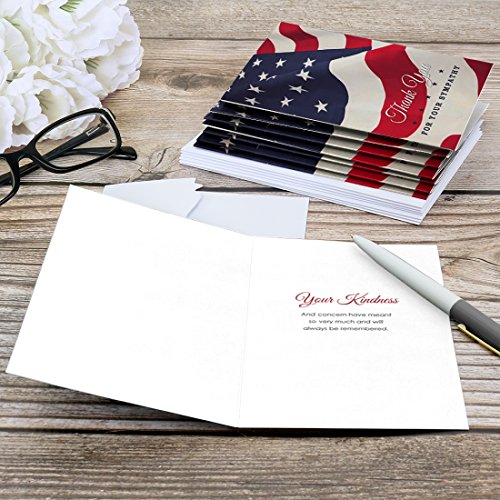 Big Dot of Happiness American Flag - Sympathy Thank You Note Cards (8 count)