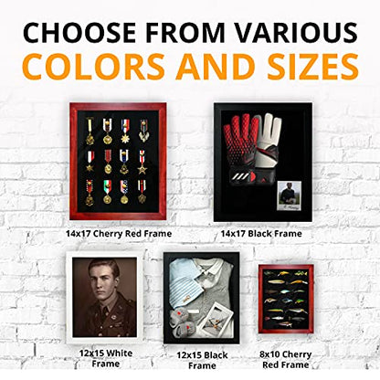8x10 Large Shadow Box Frame, Deep Display Case, Red, Picture Frame, Graduation Cap, Military , Wedding Wood Frame - color: Cherry Red, size: 8x10
