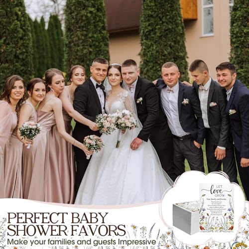 Fullhawl 100 Packs Wedding Favors for Guests Let Love Grow Seed Packet Kraft Bags Wildflower Seed Envelopes Resealable Blank Empty Organizer Storage Bag for Wedding Party Bridal Shower Gift