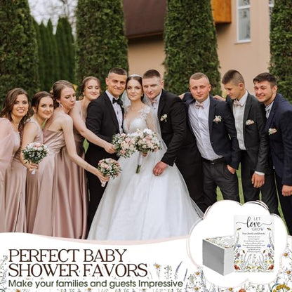 Fullhawl 100 Packs Wedding Favors for Guests Let Love Grow Seed Packet Kraft Bags Wildflower Seed Envelopes Resealable Blank Empty Organizer Storage Bag for Wedding Party Bridal Shower Gift