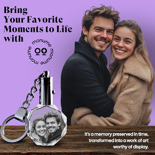 Monume 2D Crystal Photo Keychain – Personalized Laser Engraved Keepsake | Custom Crystal Photo – Personalized Keychain Keepsake – Custom Keychain with Picture for Anniversary, Birthday & More - style: Rectangle