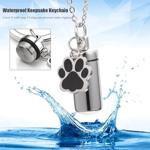 Pet Urn Necklace - Cylinder Paw Ash Locket for Dogs & Cats