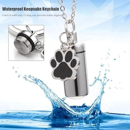 Pet Urn Necklace - Cylinder Paw Ash Locket for Dogs & Cats