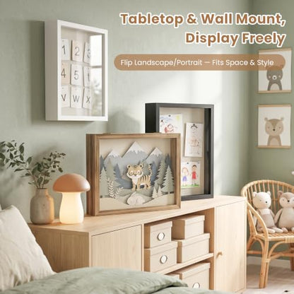 Love-KANKEI Deep Large Shadow Box 13x16.5,Solid Wood Frame,Carbonized Black - color: Carbonized Black, size: 13 x 16.5