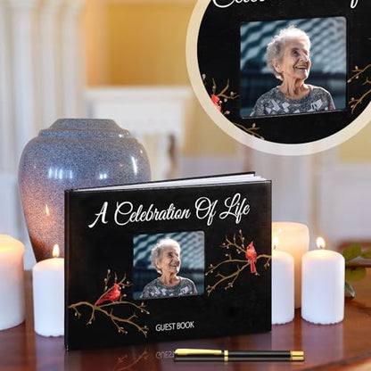 Yingzhao Memorial Funeral Guest Book with Pen 144 Pages Cardinal Funeral Guest Sign in Book for Memorial Service Celebration of Life Party Supplies in Loving Memory(Classic Cardinal) - style: Classic Cardinal