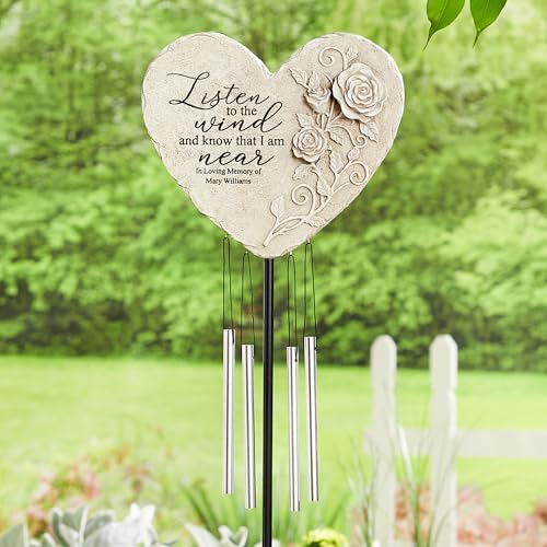 Let's Make Memories Personalized Memorial Wind Chime - Sympathy - Customized Condolences - Loss of Loved One - Celebrate Their Life - Outdoor Memorial - Heart - Whispers in The Wind - style: Heart - Whispers in the Wind