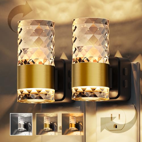 L LOHAS LED Night Light,2 Pack Modern Night Lights Plug into Wall - color: Gold Ring-3CCT Chips, size: 2 Pack