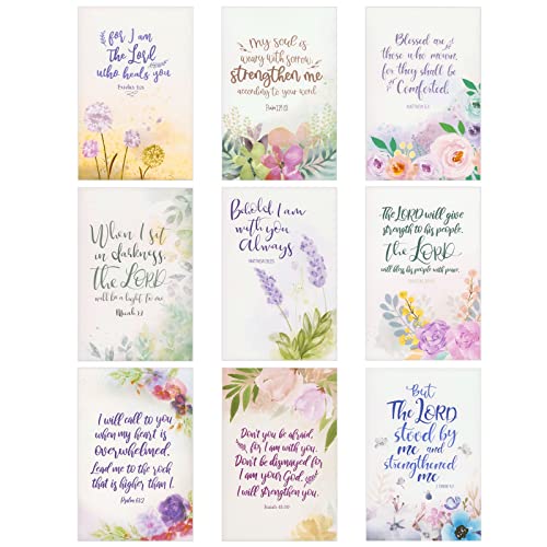 Faithful Finds Religious Sympathy Cards with Envelopes, Watercolor Floral (4x6 In, 36 Pack)