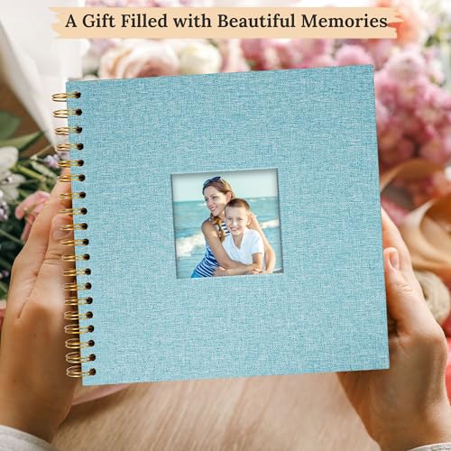 10"x10" Scrapbook Photo Album Linen Cover 20 Sheets 40 Pages White Paper - color: Light Blue, size: 10 Inch 40 Pages