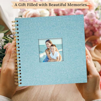 10"x10" Scrapbook Photo Album Linen Cover 20 Sheets 40 Pages White Paper - color: Light Blue, size: 10 Inch 40 Pages
